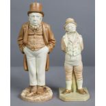 A Hadley’s Worcester porcelain standing figure of S.J.P. Kruger in ivory, brown enamel & gilt, on