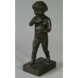 An early 20th century bronze figure of a young boxer, on plinth base; 10¾” high.