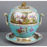 A Meissen porcelain (outside decorated) large spherical two-handled vase, cover, & stand, of