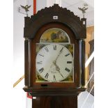 An early 19th century longcase clock with 12” painted dial with landscape decoration, in mahogany