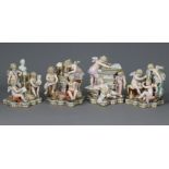 A SET OF FOUR MEISSEN FIGURES OF CUPIDS REPRESENTING THE ARTS, comprising “SCULPTURE” (incised No.