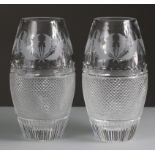 A pair of Edinburgh Crystal Thistle pattern ovoid vases, 8.5” high (21.5cm).