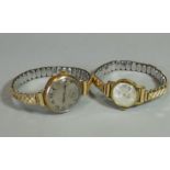 Two early 20th century ladies’ wristwatches, each with circular dial, flexible bracelet, & in 9ct