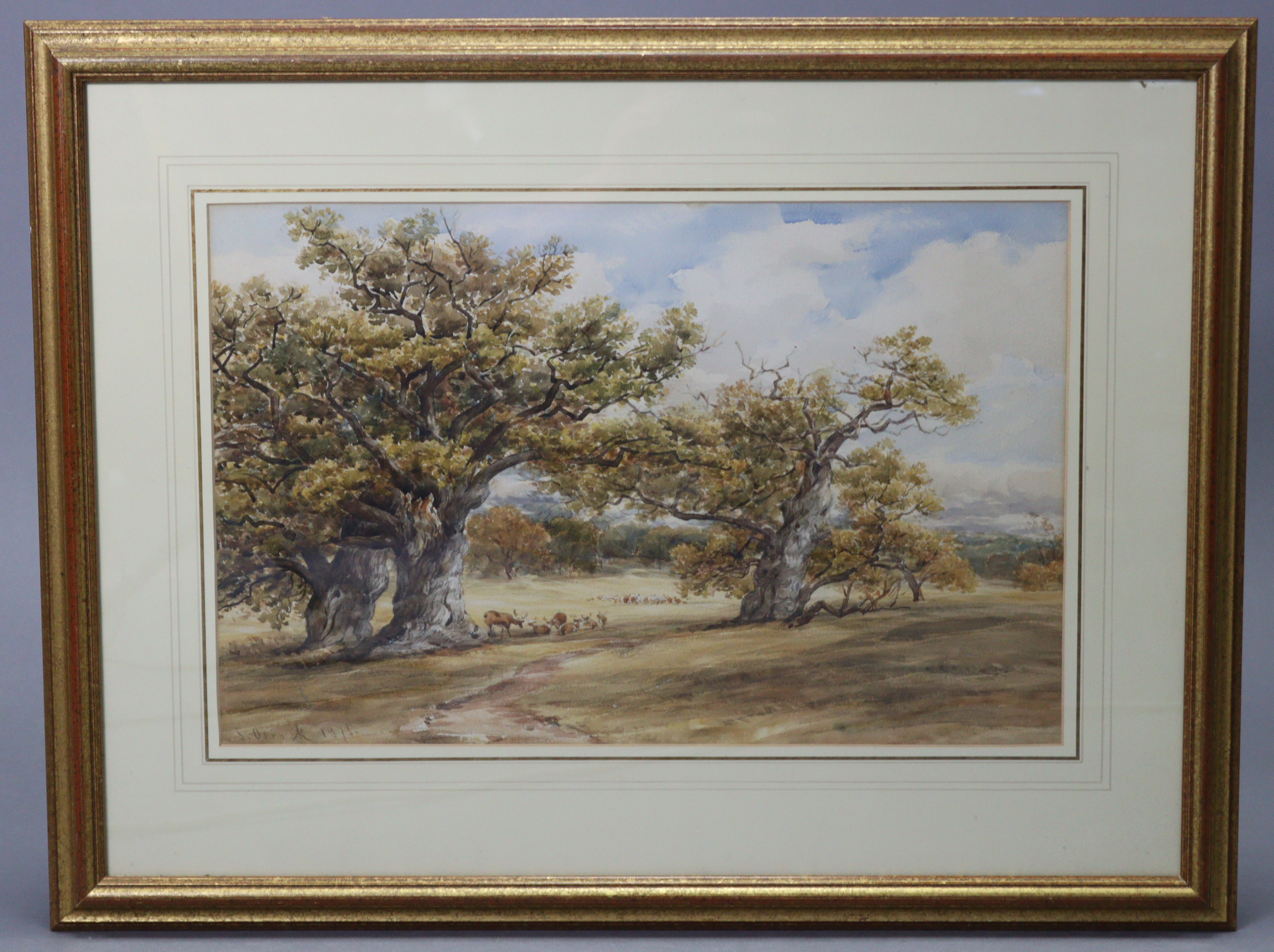 JAMES ORROCK, R. I. (1829-1913). Deer in Windsor Park; signed & dated 18756; watercolour: 12½” x