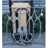 Two pairs of sack trucks; & a pair of green painted cast-iron table legs, 28½” high.