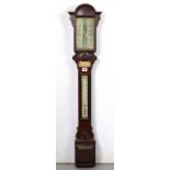 A late 19th century stick barometer, bears name “Mattocks Optician”, in carved oak case, 40½” high.