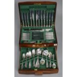 A canteen of silver-plated cutlery comprising eighty-six items, & in a mahogany case.