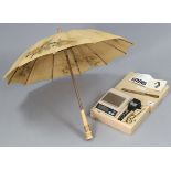 An Ohaus “Port-O-Gram” electronic Balance; a Tunbridge-ware paper knife; a parasol; & sundry other