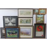 Eleven various decorative paintings & prints (including a print after F. J. Widgery).