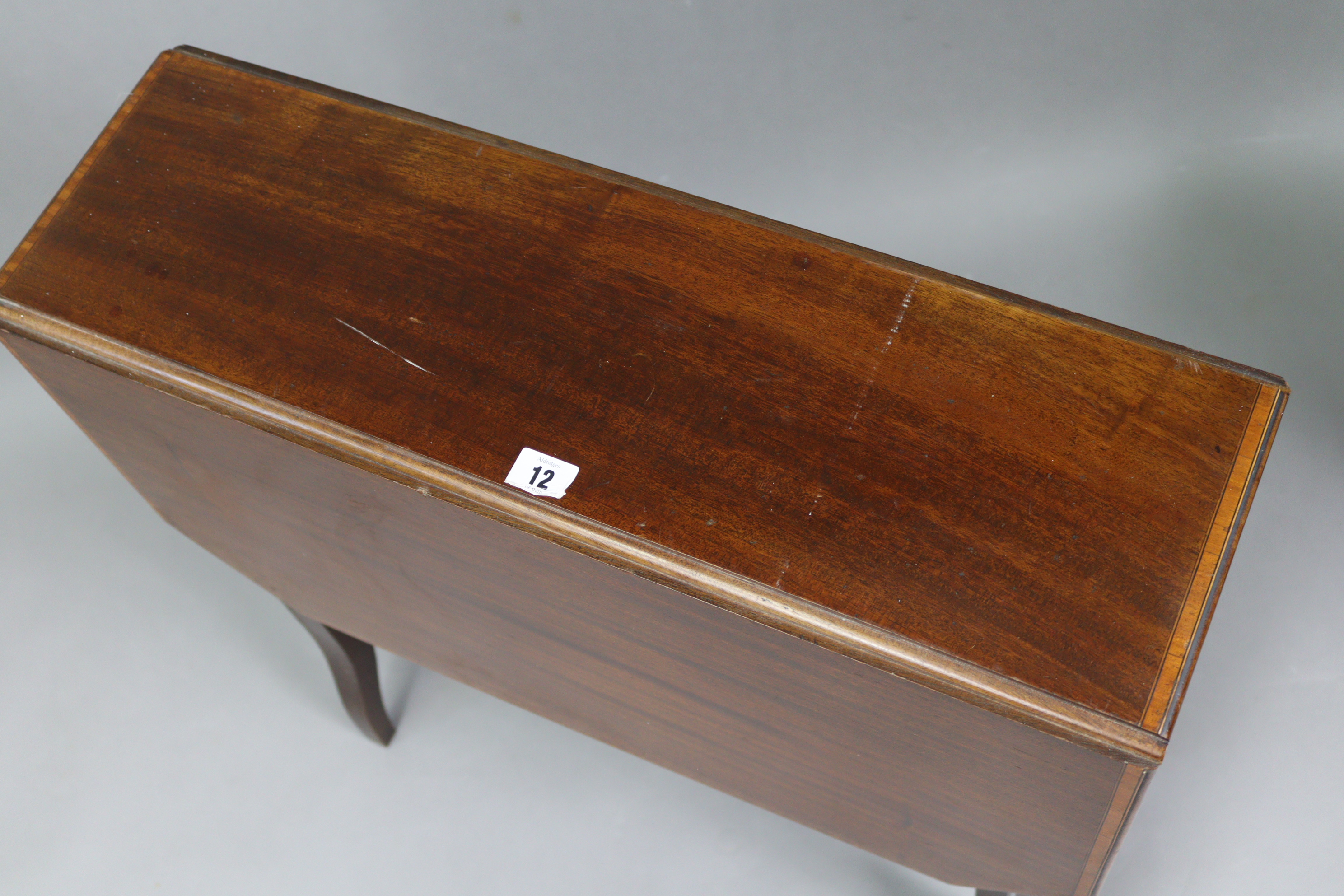 A late 19th/early 20th century inlaid-mahogany Sutherland table with canted corners to the - Image 2 of 2