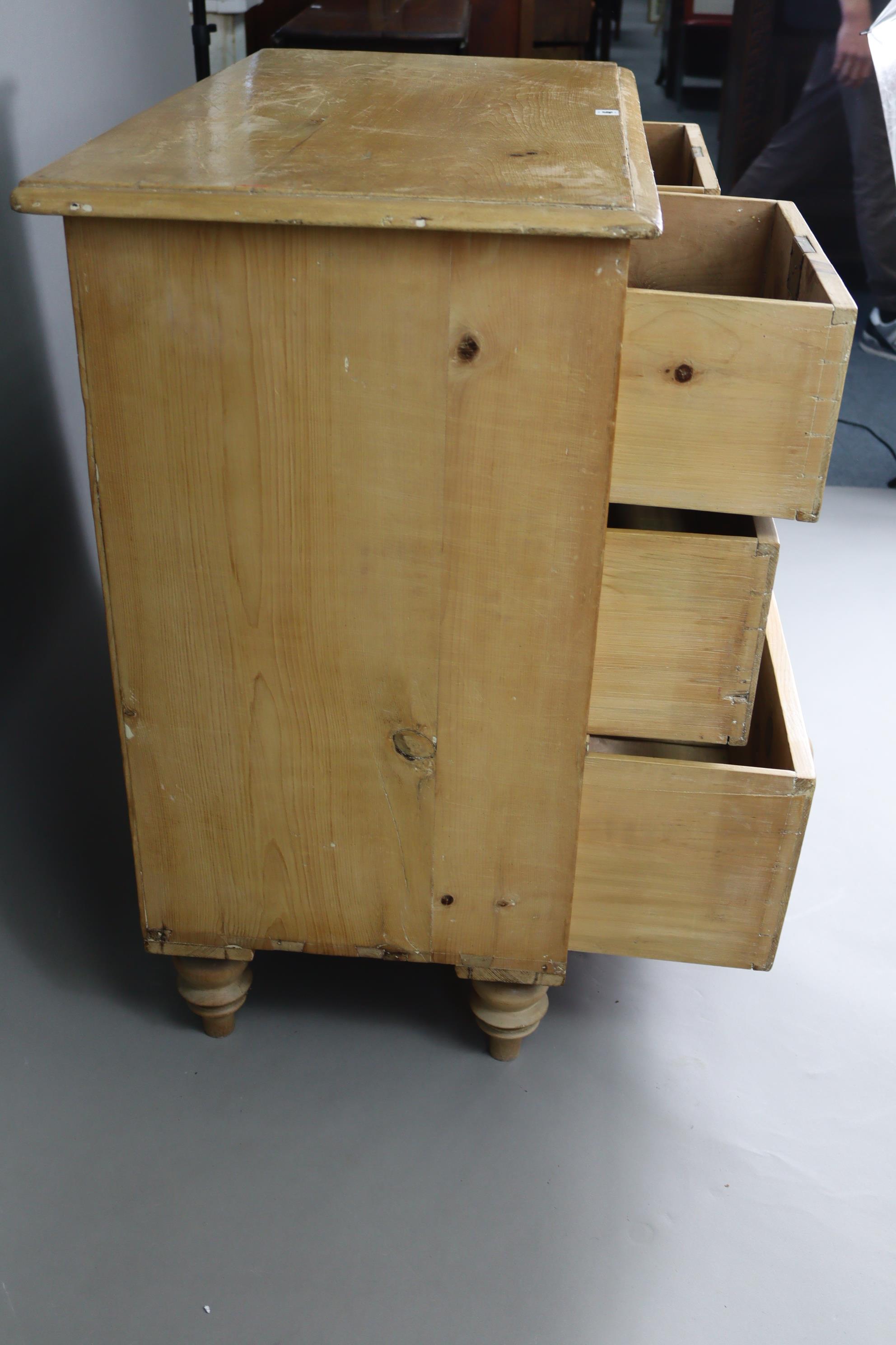 A pine small chest, fitted two short & two long graduated drawers with turned knob handles, & on - Image 4 of 4