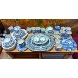 A Wedgwood of Etruria blue & white “Fallow Deer” plate, 9¾” diam.; & various other items of blue &