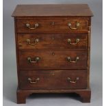 A Georgian-style small chest of four long graduated drawers with brass swan-neck handles, on bracket