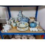 Two Chinese-style blue & white vases; & various other items of decorative china & pottery, part w.