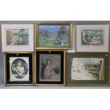 Seventeen various decorative paintings & prints, framed & un-framed. *One of the pair of small pict