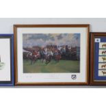 A set of Martell cognac "Grand National Winners" trade cards (25 of 25), displayed in a glazed