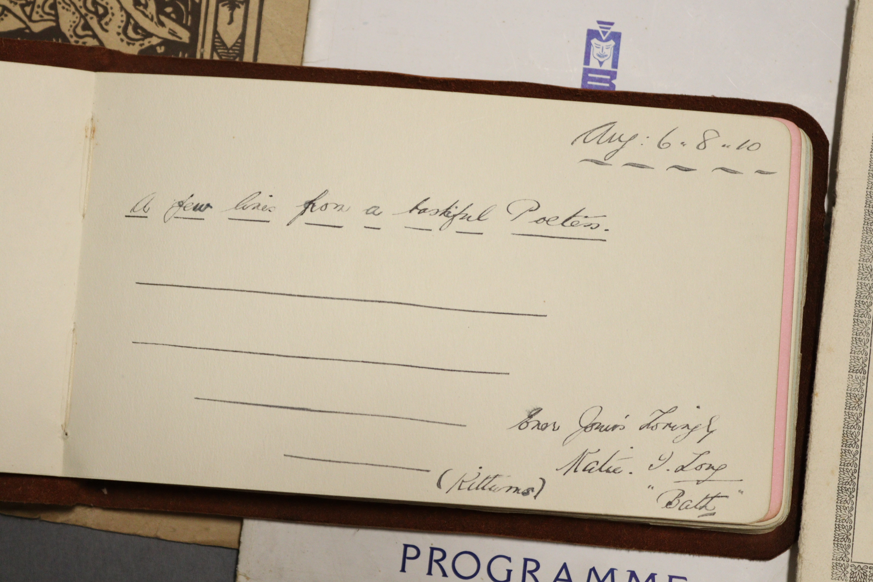 An Edwardian autograph album; together with ten various greetings cards; an official programme “ - Image 5 of 5