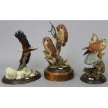 Three Country Artist’s large bird models “Ever patient”, 11¾” high, “Hidden Sanctuary”, 13¼” high, &