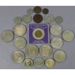 Various Churchill & other commemorative crowns, British & foreign coins.