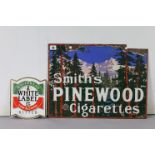 An enamelled double-sided sign “Smith’s PINEWOOD cigarettes”, 15” x 20”; & an enamelled single-sided