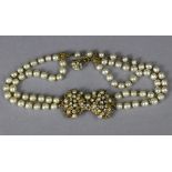 A mid-20th century Miriam Haskell baroque pearl necklace, 15” long.