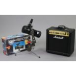 A Tasco “200 power” telescope, boxed; & a Marshall “MG15DS” practice amplifier.