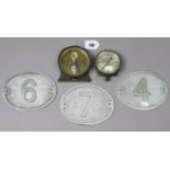 A WWII American Army Ziel “3181” brass-cased compass, 4” diam.; a Prescott (American) automobile air