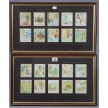 A part display of Kensitas “Henry” cigarette cards (20 of 50), displayed in a pair of glazed