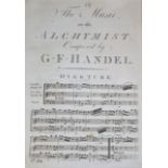 HANDEL, George Frideric. 18th century printed music score for the overture for “The Alchymist”, circ