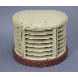 A vintage HMV electric heater in cream & brown Bakelite case, 13” wide.