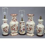 A pair of Masons “Mandalay Red” vases, 17” high; a ditto pair of table lamps, 22½” high; & a