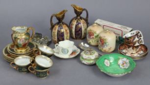 A “Vienna” twelve-piece part tea service; two pairs of continental pottery vases; three Derby “