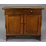 A Jas. Schoolbred & Co. late Victorian walnut side cabinet fitted two frieze drawers above cupboard