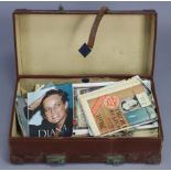 A mid-20th century Revelation fibre-covered suitcase, 26¼” wide; together with various items of