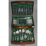 A canteen of silver-plated cutlery comprising eighty-six items, & in a mahogany case.