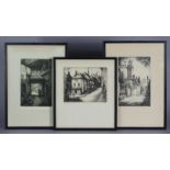 WILFRED STEPHENS (early 20th century). A group of three black & white etchings: “Broad Street,