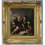 A BERLIN PORCELAIN LARGE RECTANGULAR PLAQUE, finely painted with ‘Children Eating a Tart’ after