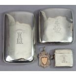 A late Victorian silver pocket cigarette case of curved rectangular shape, with engraved family