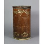 A GEORGE HULBE of Hamburg LEATHER-COVERED STICK-STAND or paper bin, with gilt tooled decoration of