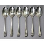 Six George III silver Old English dessert spoons; London 1794, by Thomas Northcote & George