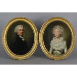 ENGLISH SCHOOL, late 18th/early 19th century. A pair of male & female portrait studies, she with