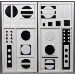 After LOLO SOLDEVILLA (Cuban, 1901-1971). A pair of 3-D wooden panel constructions with abstract
