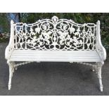 A 19th century COALBROOKDALE CAST-IRON GARDEN BENCH, the shaped back & sides pierced with entwined