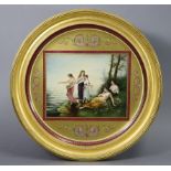 A ‘Vienna’ porcelain large circular plaque, with finely painted allegorical scene of maidens in a