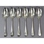 Six George III silver Old English dessert spoons; London 1809, by Thomas Wilkes Barker. (6½ oz).