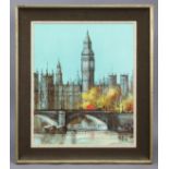 RONALD NORMAN FOLLAND (1932-1999). Big Ben & The Houses of Parliament with Westminster Bridge to the