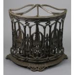 A 19th century COALBROOKDALE CAST IRON DEMI-LUNE STICK STAND, with foliate dividers & pierced fern