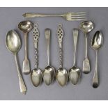 A pair of silver teaspoons by Robert Frederick Fox, with writhen stems & pierced terminals, London