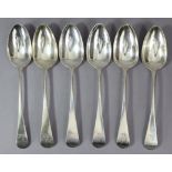 Six George III silver Old English table spoons; London 1781, by William Summer & Richard