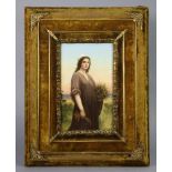 A BERLIN PORCELAIN RECTANGULAR PLAQUE, finely painted with a three-quarter length portrait of Ruth